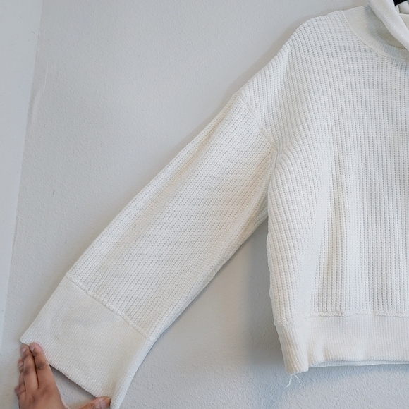 Prana Women's Off White Chenille Chanavey Sweater Sz XL Cozy Soft Cropped - Picture 4 of 14